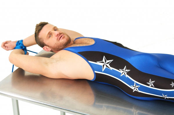 Picture of Landon Conrad in a spandex wrestling suit